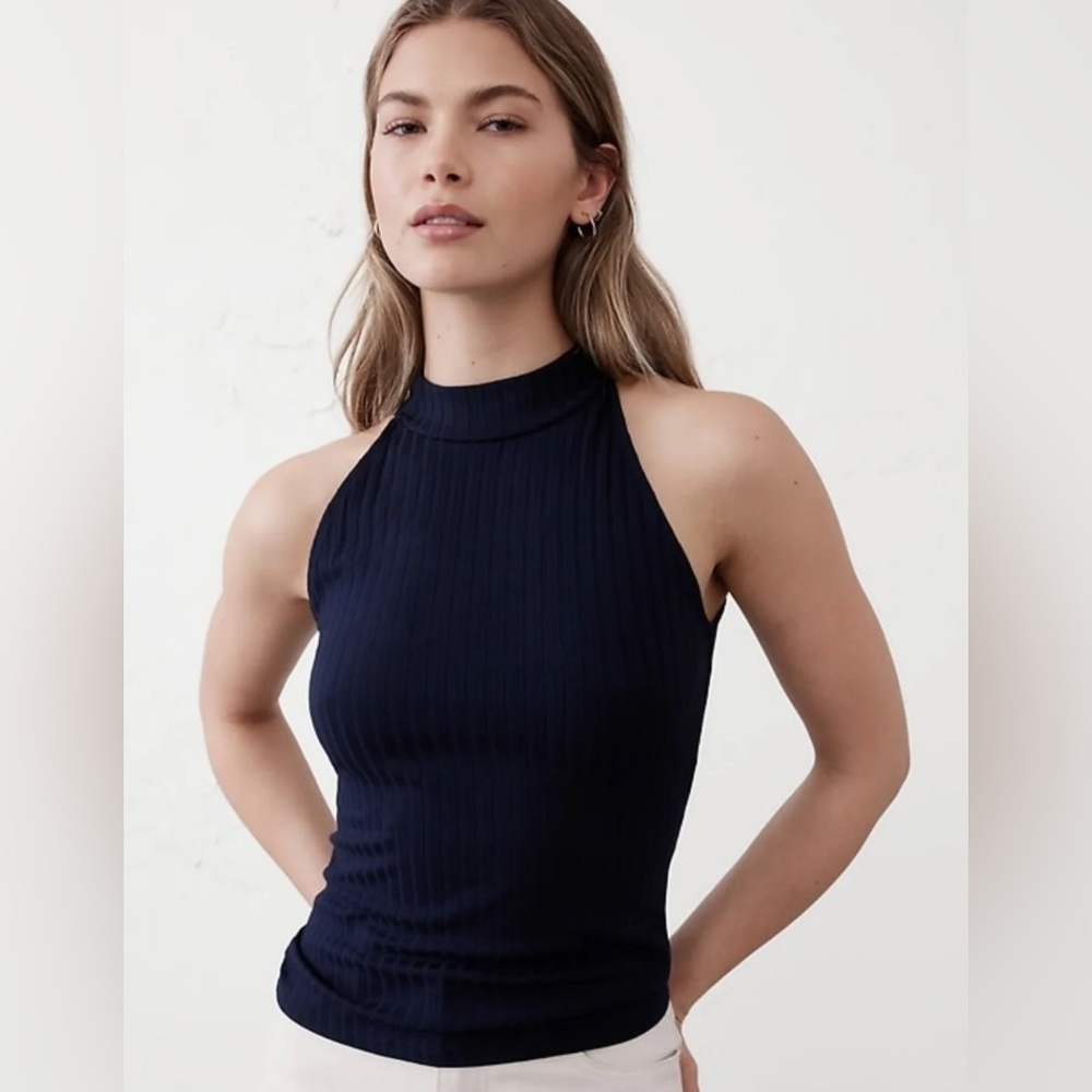 DL1961 Midnight Blue Ribbed Tank Top Instasculpt™ Rib xs